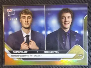 2025 Topps Now Cooper Flagg/Kon Knueppel #/50 front