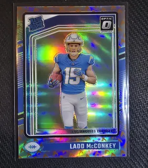 2024 Optic Fire Emoji Ladd McConkey Rated Rookie front