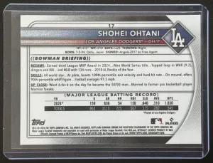2025 Bowman Chrome Shohei Ohtani #17 back