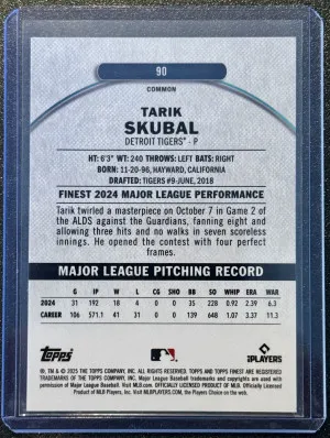 2025 Topps Finest #90 Tarik Skubal back