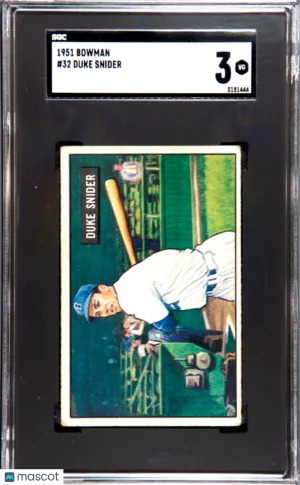 Duke Snider 1951 Bowman #32 Graded SGC3 VG Brooklyn Dodgers front