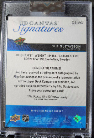 Filip Gustavsson Clear Cut Canvas Auto /32 back