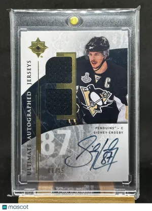 Sidney Crosby 2009-10 UD Ultimate Autographed Jerseys 07/25 On Card #AJ-SC front