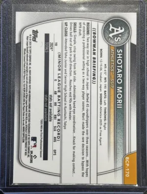 2025 Bowman Chrome Shotaro Morii #BCP-170 Mojo Refractor back