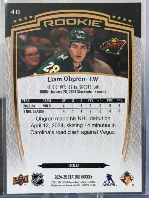 2024-25 Stature Liam Ohgren Gold /50 back