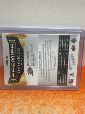 2022-23 Upper Deck Premier Lukas Dostal Rookie Auto Patch /99 back