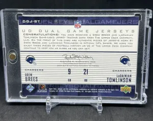 Drew Brees & LaDainian Tomlinson 2003 Upper Deck Dual Game Jerseys #DGJ-ST Chargers back