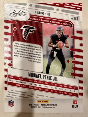 2024 Absolute #108 Michael Penix Jr. Blue Diamonds /199 RC back