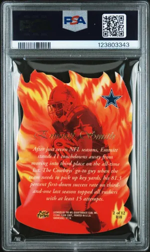 1997 Flair Showcase EMMITT SMITH Rare HOT HANDS DIE-CUT INSERT #2 - GRADED PSA 8 Dallas Cowboys back