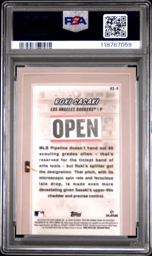 2025 Bowman Hobby Stars Roki Sasaki PSA 10 Gold Refractor /50 back