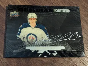 2017-18 SPx UD Black Obsidian Scripts Onyx parallel  /25 Nikolaj Ehlers #OS-NE Auto front