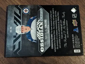 2017-18 SPx UD Black Obsidian Scripts Onyx parallel  /25 Nikolaj Ehlers #OS-NE Auto back