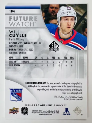 2024 2023-24 Upper Deck SP Authentic Future Watch Will Cuylle Rookie 694/999 back