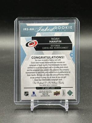 2015-16 Noah Hanafin SPGU Inked Rookie Seaters 135/149 back