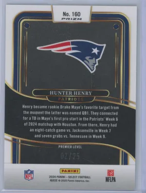 2024 Panini Select Football Hunter Henry #160 Tie-Dye Prizm 02/25 back