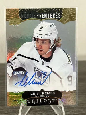 2017-18 UD Trilogy Adrian Kempe Rookie Premieres Level 3 Auto /49 front