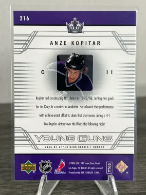 2006-07 UD Anze Kopitar Young Guns Rookie back