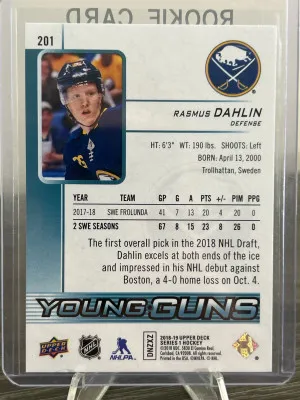 2018-19 UD Rasmus Dahlin Young Guns Rookie back