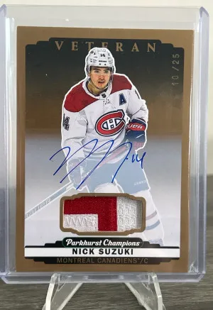 2022-23 UD Parkhurst Champions Nick Suzuki Auto Patch /25 front