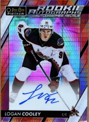 2023-24 O-Pee-Chee Platinum Logan Cooley Red Prism Rookie Auto /30 front