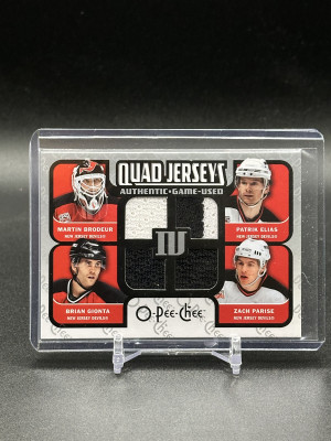 2007-08 Brodeur Elias Gionta Pariso Quad Jerseys front
