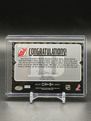 2007-08 Brodeur Elias Gionta Pariso Quad Jerseys back