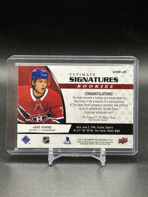 2020-21 Jake Evans Ultimate Signatures Rookies back