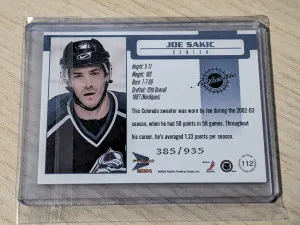 Joe Sakic /935 Prizm authentic game worn jersey 2004 back