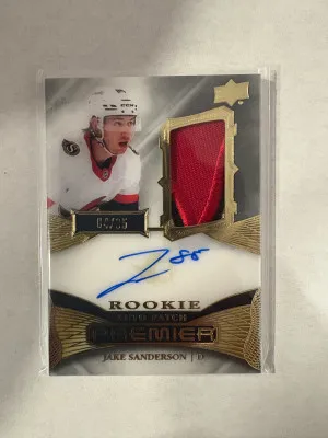 2022-23 Upper Deck Premier Rookie Patch Auto /35 Jake Sanderson front