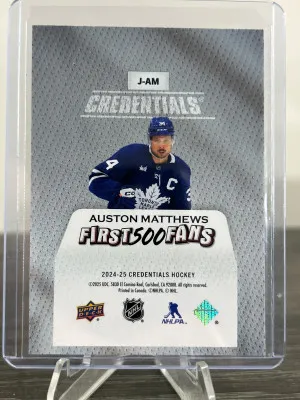 2024-25 UD Credentials Auston Matthews First 500 Fans back