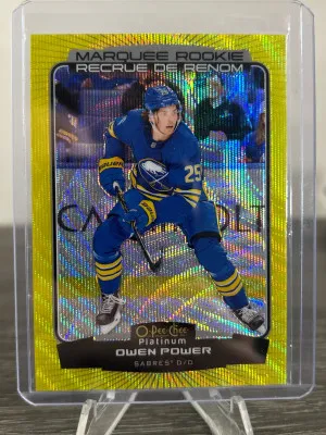 2022-23 OPC Plat Owen Power Yellow Neon Surge Rookie front