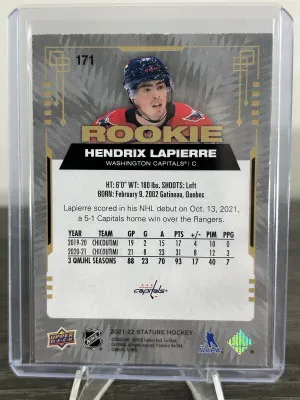 2021-22 UD Stature Hendrix Lapierre Rookie /399 back