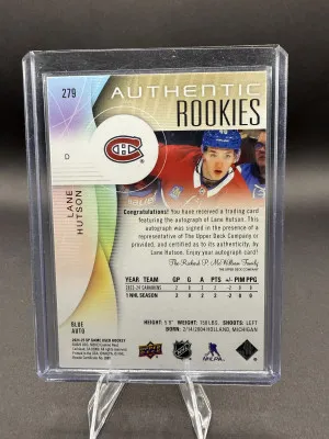 Lane Hutson Authentic Rookies SP Game Used Auto 2024-25 back