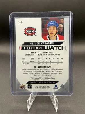 Oliver Kapanen Future Watch Auto SP Authentic 2024-25 back