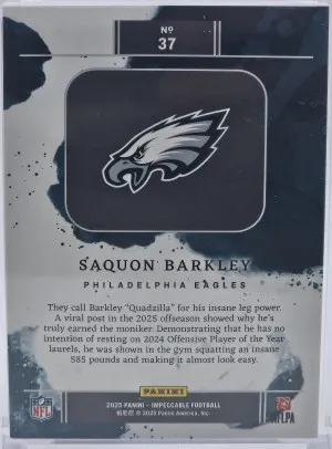 2025 IMPECCABLE SAQUAN BARKLEY NFL SHIELD SILVER /35 back