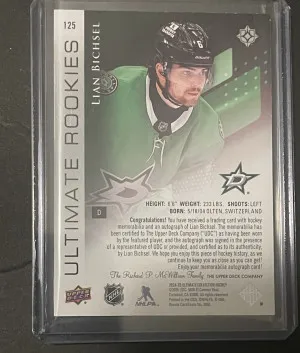 2024-25 UD Ultimate Collection Rookie Patch Auto Lian Bichsel /99 back