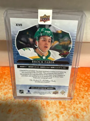 2023-24 Upper Deck Artifacts Brock Faber Auto XVII back
