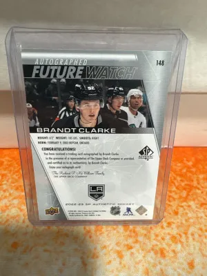 2022-23 Upper Deck SP Authentic INSCRIBED Future Watch Auto /999 Brandt Clarke back