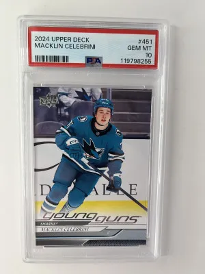 2024-25 Upper Deck Series 2 - Young Guns Macklin Celebrini #451  PSA 10 front