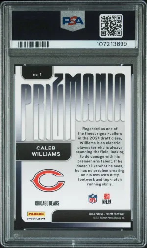 2024 Panini Prizm Prizmania Caleb Williams Case Hit PSA 10 Pop. 18 back