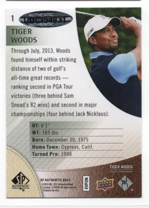 Tiger Woods AUTO - 2021 SP Authentic Golf 2014 SP Authentic Buybacks #1 /103 back