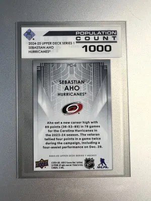 2024-25 Upper Deck Series 1 Sebastian Aho Count 1000 Clear back