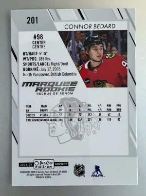 2023-24 O Pee Chee Platinum Connor Bedard Marquee Rookie Silver back