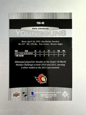2024 Upper Deck Mika Zibanejad Young Guns Insert back