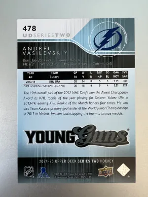 2024-25 Upper Deck Series Two Young Guns Andrei Vasilevskiy #478 Young Guns back
