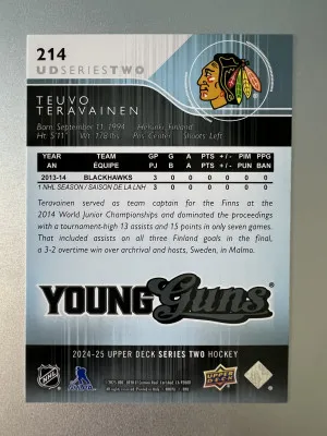 2025 2024-25 Upper Deck Young Guns Series Two Teuvo Teravainen Parallel/Variety back
