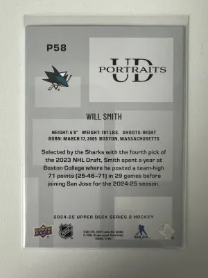 2025 Upper Deck UD Portraits Will Smith Rookie back