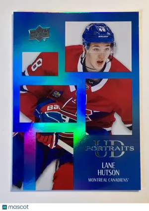 2025 2024-25 Upper Deck UD Portraits Lane Hutson Blue Rookie front