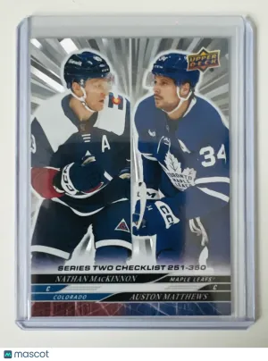 2021-22 Upper Deck Series 2 Auston Matthews Nathan MacKinnon Silver Outburst front