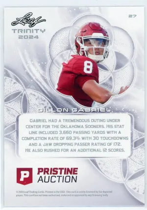 2024 Leaf Trinity Pristine #28 Dillon Gabriel 185/199 back